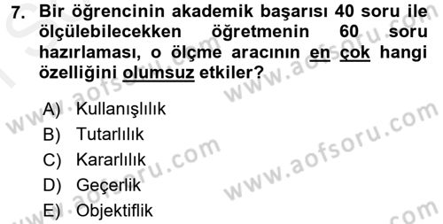 Öğretimde Planlama Ve Değerlendirme Dersi 2017 - 2018 Yılı (Final) Dönem Sonu Sınav Soruları 7. Soru