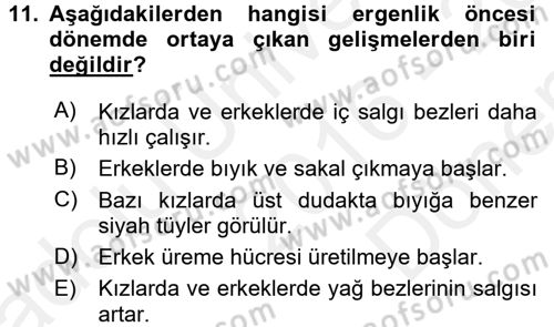 Çocuk Gelişimi Dersi 2016 - 2017 Yılı (Final) Dönem Sonu Sınav Soruları 11. Soru