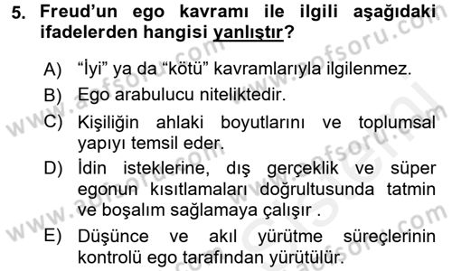 Çocuk Gelişimi Dersi 2016 - 2017 Yılı (Final) Dönem Sonu Sınav Soruları 5. Soru