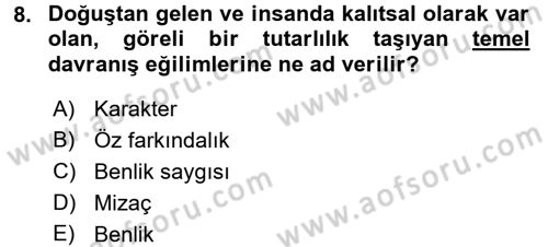 Çocuk Gelişimi Dersi 2016 - 2017 Yılı (Final) Dönem Sonu Sınav Soruları 8. Soru