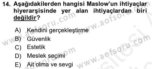 Çocuk Gelişimi Dersi 2017 - 2018 Yılı 3 Ders Sınav Soruları 14. Soru