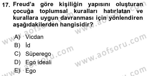 Çocuk Gelişimi Dersi 2018 - 2019 Yılı 3 Ders Sınav Soruları 17. Soru