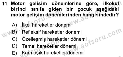 Çocuk Gelişimi Dersi Ara Sınavı Deneme Sınav Soruları 11. Soru