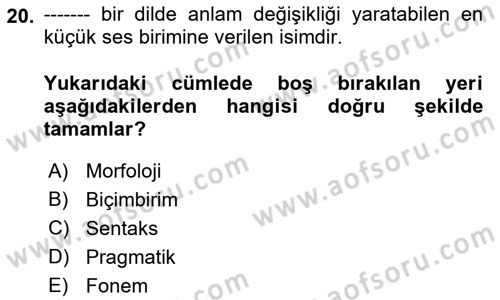Çocuk Gelişimi Dersi Ara Sınavı Deneme Sınav Soruları 20. Soru