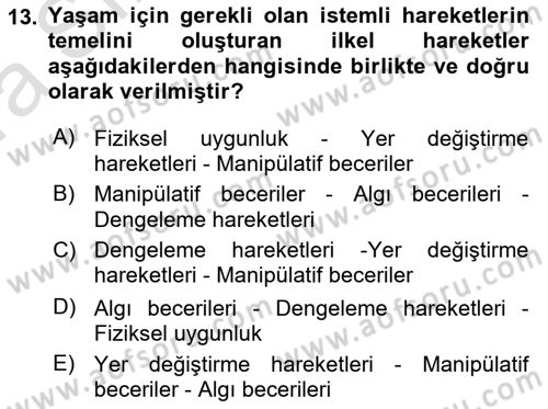 Çocuk Gelişimi Dersi Ara Sınavı Deneme Sınav Soruları 13. Soru