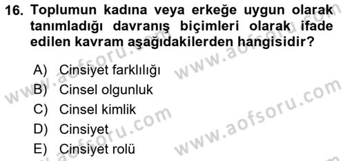Çocuk Gelişimi Dersi 2022 - 2023 Yılı Yaz Okulu Sınav Soruları 16. Soru