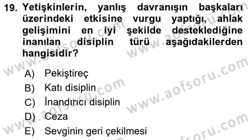 Çocuk Gelişimi Dersi 2022 - 2023 Yılı Yaz Okulu Sınav Soruları 19. Soru