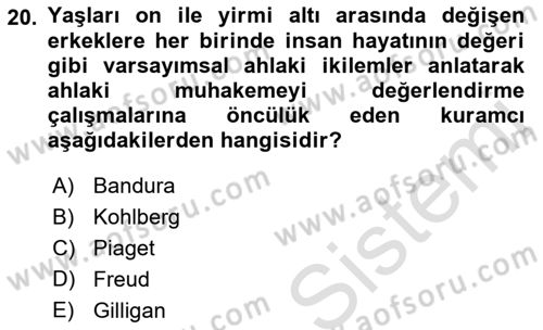 Çocuk Gelişimi Dersi 2022 - 2023 Yılı Yaz Okulu Sınav Soruları 20. Soru