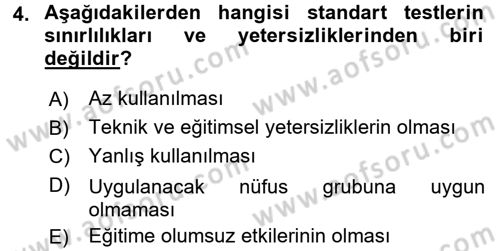 Gelişimsel Tanı Ve Değerlendirme Yöntemleri Dersi 2016 - 2017 Yılı 3 Ders Sınav Soruları 4. Soru