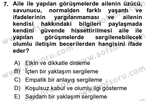 Gelişimsel Tanı Ve Değerlendirme Yöntemleri Dersi 2016 - 2017 Yılı 3 Ders Sınav Soruları 7. Soru