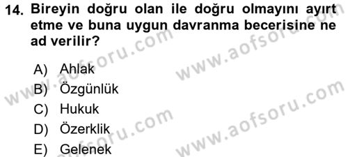 Gelişimsel Tanı Ve Değerlendirme Yöntemleri Dersi 2016 - 2017 Yılı (Final) Dönem Sonu Sınav Soruları 14. Soru