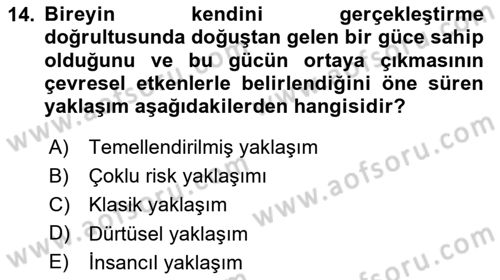 Gelişimsel Tanı Ve Değerlendirme Yöntemleri Dersi 2023 - 2024 Yılı (Final) Dönem Sonu Sınav Soruları 14. Soru