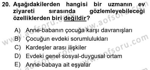 Gelişimsel Tanı Ve Değerlendirme Yöntemleri Dersi 2023 - 2024 Yılı (Final) Dönem Sonu Sınav Soruları 20. Soru