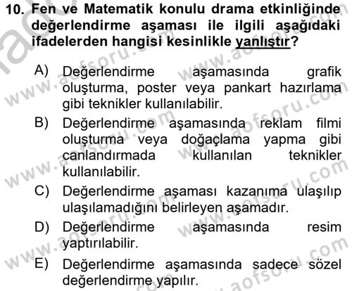Çocuk Ve Drama Dersi 2016 - 2017 Yılı 3 Ders Sınav Soruları 10. Soru