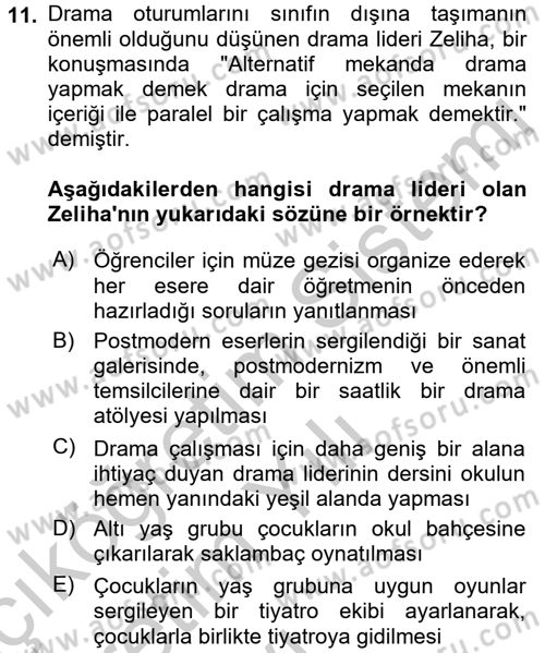 Çocuk Ve Drama Dersi 2016 - 2017 Yılı 3 Ders Sınav Soruları 11. Soru