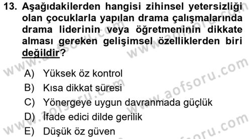 Çocuk Ve Drama Dersi 2016 - 2017 Yılı 3 Ders Sınav Soruları 13. Soru