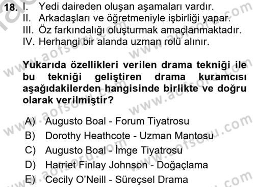Çocuk Ve Drama Dersi 2016 - 2017 Yılı 3 Ders Sınav Soruları 18. Soru