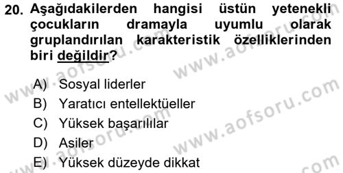 Çocuk Ve Drama Dersi 2016 - 2017 Yılı 3 Ders Sınav Soruları 20. Soru