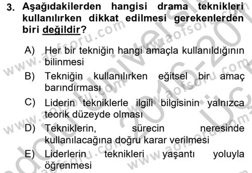 Çocuk Ve Drama Dersi 2016 - 2017 Yılı 3 Ders Sınav Soruları 3. Soru