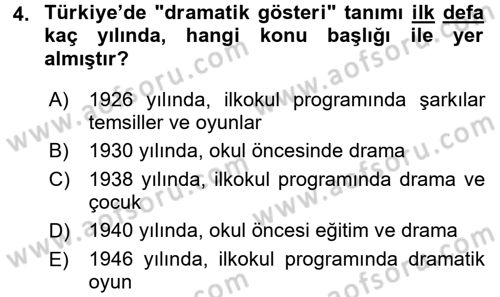 Çocuk Ve Drama Dersi 2016 - 2017 Yılı 3 Ders Sınav Soruları 4. Soru
