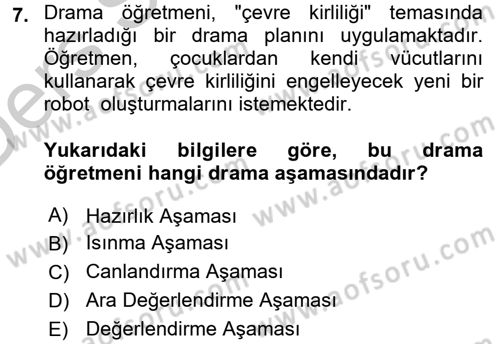 Çocuk Ve Drama Dersi 2016 - 2017 Yılı 3 Ders Sınav Soruları 7. Soru
