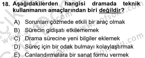Çocuk Ve Drama Dersi Ara Sınavı Deneme Sınav Soruları 18. Soru