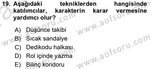 Çocuk Ve Drama Dersi Ara Sınavı Deneme Sınav Soruları 19. Soru