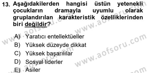 Çocuk Ve Drama Dersi 2016 - 2017 Yılı (Final) Dönem Sonu Sınav Soruları 13. Soru