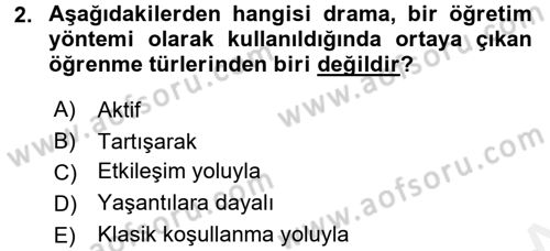 Çocuk Ve Drama Dersi 2016 - 2017 Yılı (Final) Dönem Sonu Sınav Soruları 2. Soru