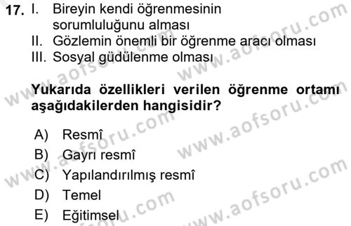 Çocuk Ve Drama Dersi 2017 - 2018 Yılı 3 Ders Sınav Soruları 17. Soru