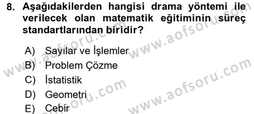 Çocuk Ve Drama Dersi 2017 - 2018 Yılı 3 Ders Sınav Soruları 8. Soru