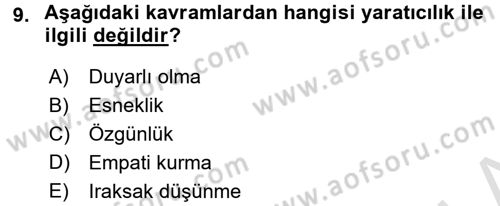 Çocuk Ve Drama Dersi Ara Sınavı Deneme Sınav Soruları 9. Soru