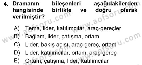 Çocuk Ve Drama Dersi 2017 - 2018 Yılı (Final) Dönem Sonu Sınav Soruları 4. Soru