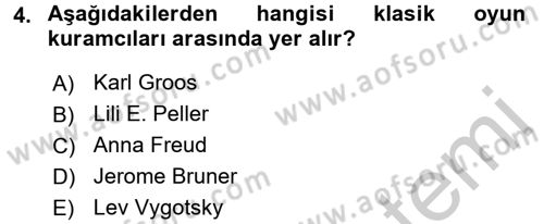 Çocuk Ve Oyun Dersi 2016 - 2017 Yılı 3 Ders Sınav Soruları 4. Soru