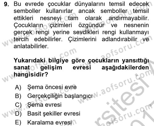 Çocuk Ve Oyun Dersi 2016 - 2017 Yılı 3 Ders Sınav Soruları 9. Soru