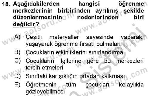 Çocuk Ve Oyun Dersi 2016 - 2017 Yılı (Vize) Ara Sınav Soruları 18. Soru