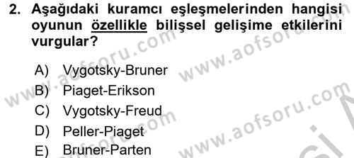 Çocuk Ve Oyun Dersi 2016 - 2017 Yılı (Vize) Ara Sınav Soruları 2. Soru