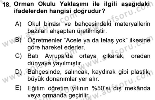Çocuk Ve Oyun Dersi 2016 - 2017 Yılı (Final) Dönem Sonu Sınav Soruları 18. Soru