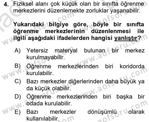 Çocuk Ve Oyun Dersi 2016 - 2017 Yılı (Final) Dönem Sonu Sınav Soruları 4. Soru