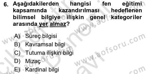 Çocuk Ve Oyun Dersi 2016 - 2017 Yılı (Final) Dönem Sonu Sınav Soruları 6. Soru