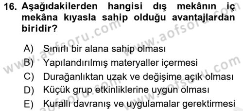 Çocuk Ve Oyun Dersi 2017 - 2018 Yılı 3 Ders Sınav Soruları 16. Soru
