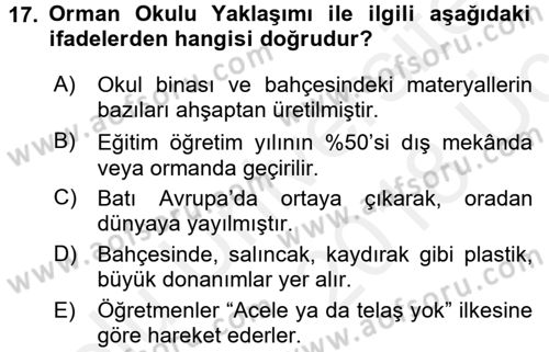 Çocuk Ve Oyun Dersi 2017 - 2018 Yılı 3 Ders Sınav Soruları 17. Soru