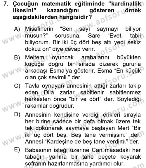 Çocuk Ve Oyun Dersi 2017 - 2018 Yılı 3 Ders Sınav Soruları 7. Soru