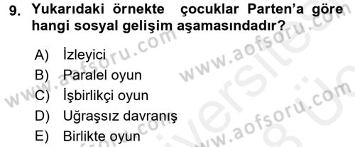Çocuk Ve Oyun Dersi 2017 - 2018 Yılı 3 Ders Sınav Soruları 9. Soru