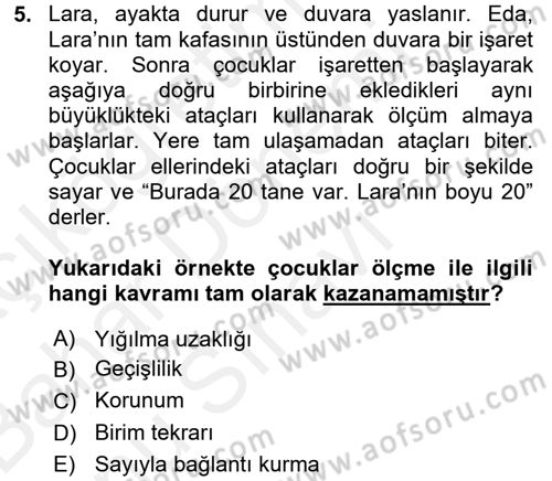 Çocuk Ve Oyun Dersi 2017 - 2018 Yılı (Final) Dönem Sonu Sınav Soruları 5. Soru