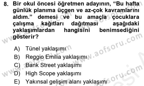Çocuk Ve Oyun Dersi 2017 - 2018 Yılı (Final) Dönem Sonu Sınav Soruları 8. Soru