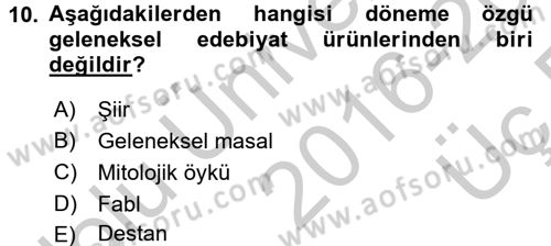 Çocuk Edebiyatı Ve Medya Dersi 2016 - 2017 Yılı 3 Ders Sınavı 10. Soru