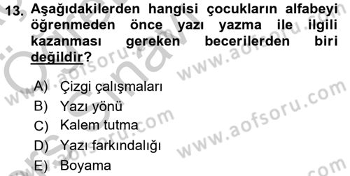 Çocuk Edebiyatı Ve Medya Dersi 2016 - 2017 Yılı 3 Ders Sınavı 13. Soru