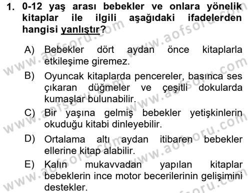 Çocuk Edebiyatı Ve Medya Dersi Ara Sınavı Deneme Sınav Soruları 1. Soru