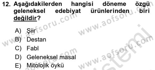 Çocuk Edebiyatı Ve Medya Dersi Ara Sınavı Deneme Sınav Soruları 12. Soru